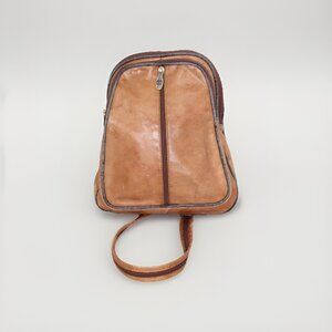 Valentina Back Pack Distressed Brown Convertible Bsckpack Crossbody Bag Italy